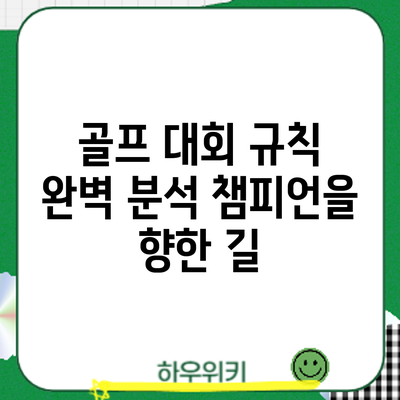 골프 대회 규칙 완벽 분석: 챔피언을 향한 길