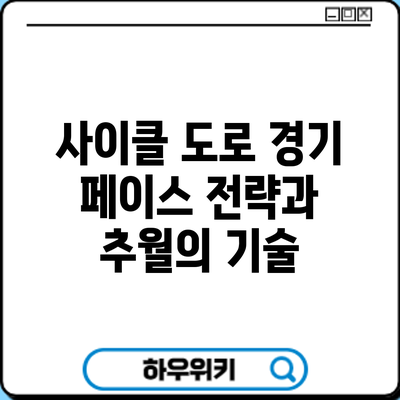 사이클 도로 경기: 페이스 전략과 추월의 기술