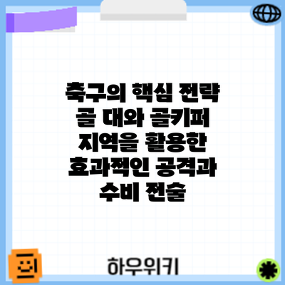 축구의 핵심 전략: 골 대와 골키퍼 지역을 활용한 효과적인 공격과 수비 전술