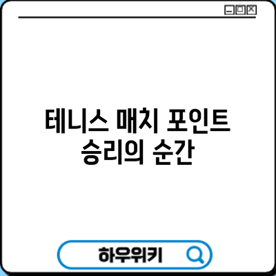 테니스 매치 포인트: 승리의 순간