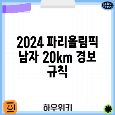 2024 파리올림픽 남자 20km 경보: 규칙