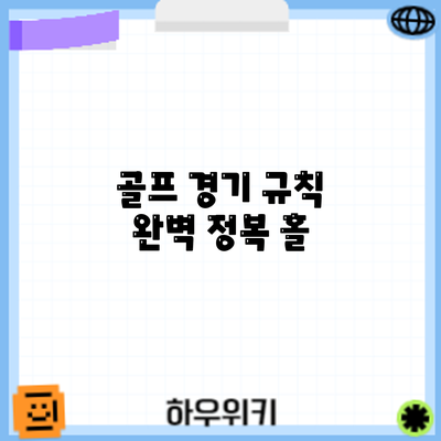 골프 경기 규칙 완벽 정복: 홀