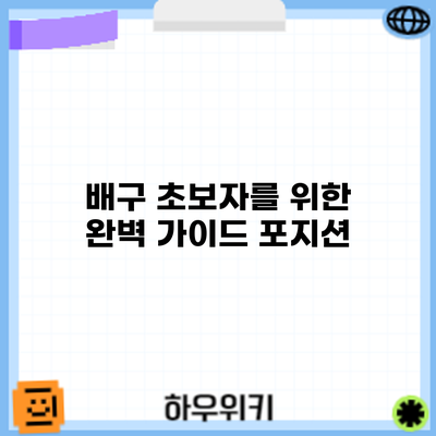 배구 초보자를 위한 완벽 가이드: 포지션