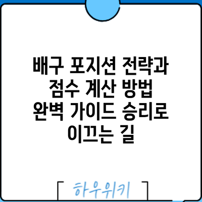 배구 포지션 전략과 점수 계산 방법 완벽 가이드: 승리로 이끄는 길