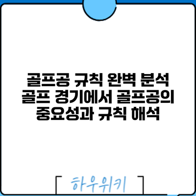 골프공 규칙 완벽 분석: 골프 경기에서 골프공의 중요성과 규칙 해석