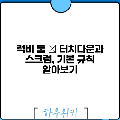 럭비 룰 – 터치다운과 스크럼, 기본 규칙 알아보기