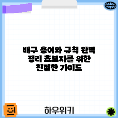 배구 용어와 규칙 완벽 정리: 초보자를 위한 친절한 가이드