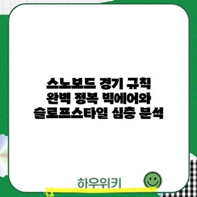 스노보드 경기 규칙 완벽 정복: 빅에어와 슬로프스타일 심층 분석