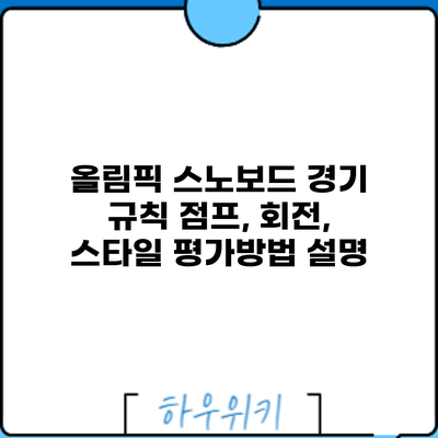 올림픽 스노보드 경기 규칙: 점프, 회전, 스타일 평가방법 설명