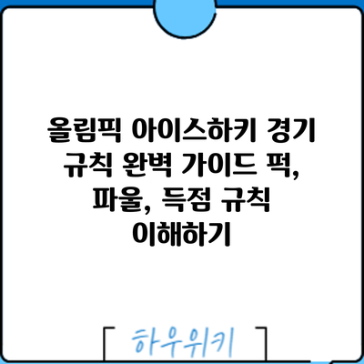 올림픽 아이스하키 경기 규칙 완벽 가이드: 퍽, 파울, 득점 규칙 이해하기