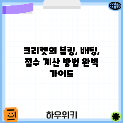 크리켓의 볼링, 배팅, 점수 계산 방법 완벽 가이드